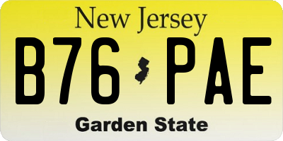 NJ license plate B76PAE