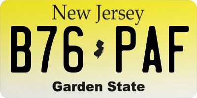 NJ license plate B76PAF
