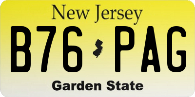 NJ license plate B76PAG