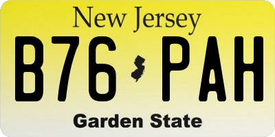 NJ license plate B76PAH