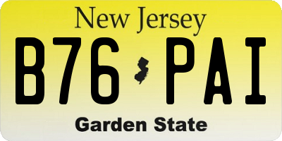 NJ license plate B76PAI
