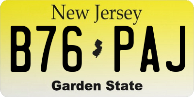 NJ license plate B76PAJ