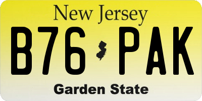 NJ license plate B76PAK