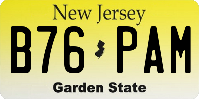 NJ license plate B76PAM