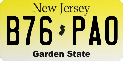 NJ license plate B76PAO