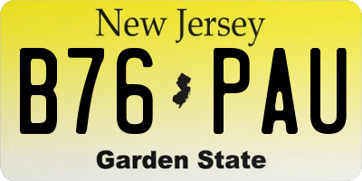 NJ license plate B76PAU