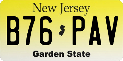 NJ license plate B76PAV