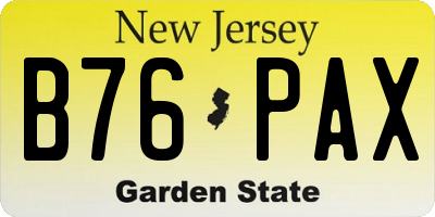 NJ license plate B76PAX