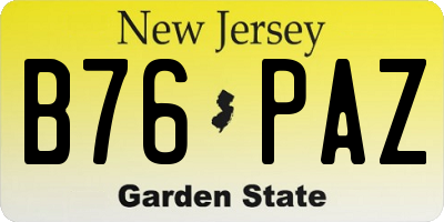 NJ license plate B76PAZ