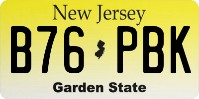 NJ license plate B76PBK