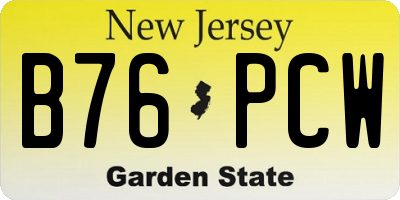 NJ license plate B76PCW