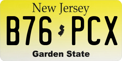 NJ license plate B76PCX