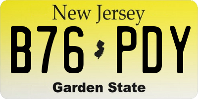 NJ license plate B76PDY