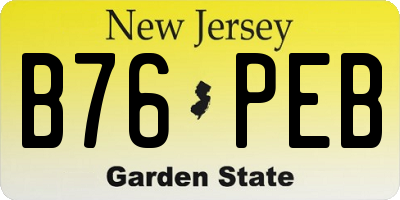 NJ license plate B76PEB