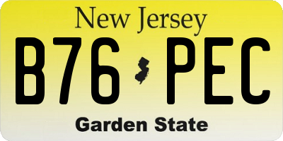 NJ license plate B76PEC