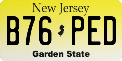 NJ license plate B76PED