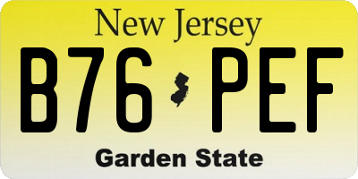 NJ license plate B76PEF