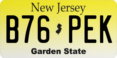 NJ license plate B76PEK