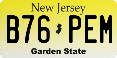 NJ license plate B76PEM