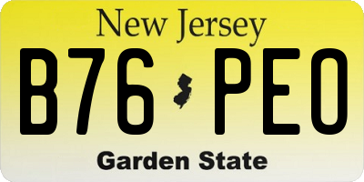 NJ license plate B76PEO