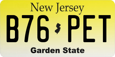 NJ license plate B76PET