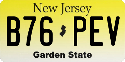 NJ license plate B76PEV
