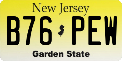 NJ license plate B76PEW