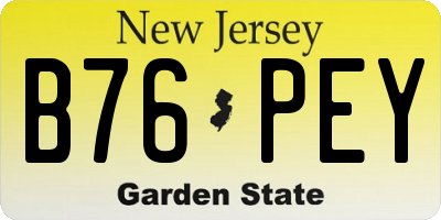 NJ license plate B76PEY