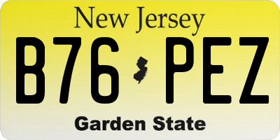 NJ license plate B76PEZ