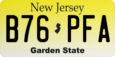 NJ license plate B76PFA