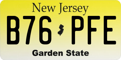 NJ license plate B76PFE