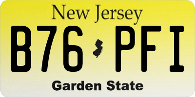 NJ license plate B76PFI