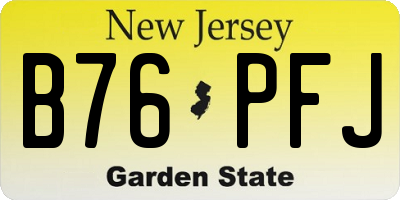 NJ license plate B76PFJ