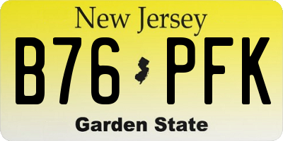 NJ license plate B76PFK