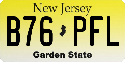 NJ license plate B76PFL