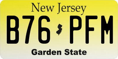 NJ license plate B76PFM