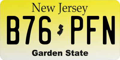 NJ license plate B76PFN