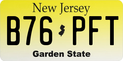 NJ license plate B76PFT