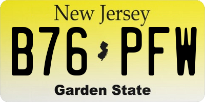 NJ license plate B76PFW