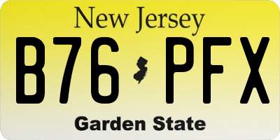 NJ license plate B76PFX