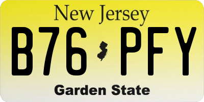 NJ license plate B76PFY
