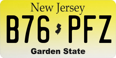 NJ license plate B76PFZ