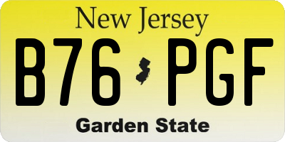 NJ license plate B76PGF
