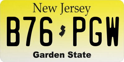 NJ license plate B76PGW