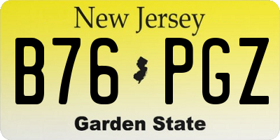 NJ license plate B76PGZ