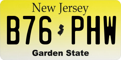 NJ license plate B76PHW