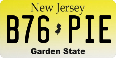 NJ license plate B76PIE