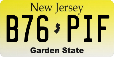 NJ license plate B76PIF