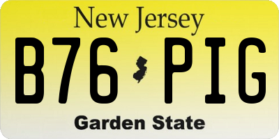 NJ license plate B76PIG