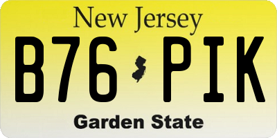 NJ license plate B76PIK